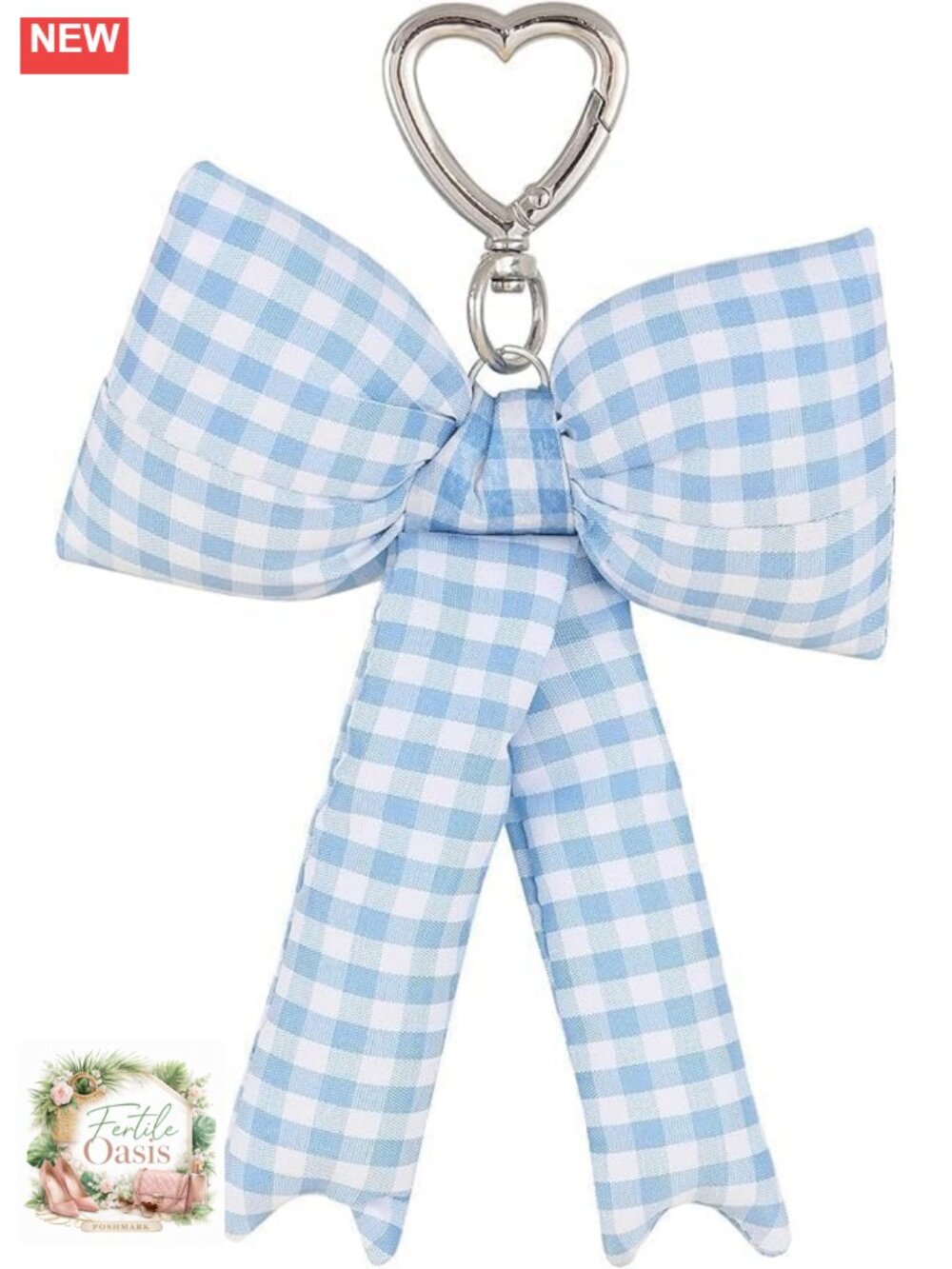 Fabric Bow Keychain Bag Charm Purse Accessory Plaid Bowknot Keyring for Women
